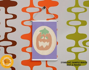 Halloween Cookie Pumpkin Crochet Tapestry Pattern, Crochet Wall Hanging Pattern, Halloween Crochet Pattern, Crochet Tapestry Pattern