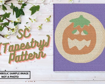 Halloween Pumpkin Cookie Blanket Crochet Pattern, SC Crochet Pattern, Tapestry Crochet Pattern, Halloween Cookie, Halloween Crochet Graphgan