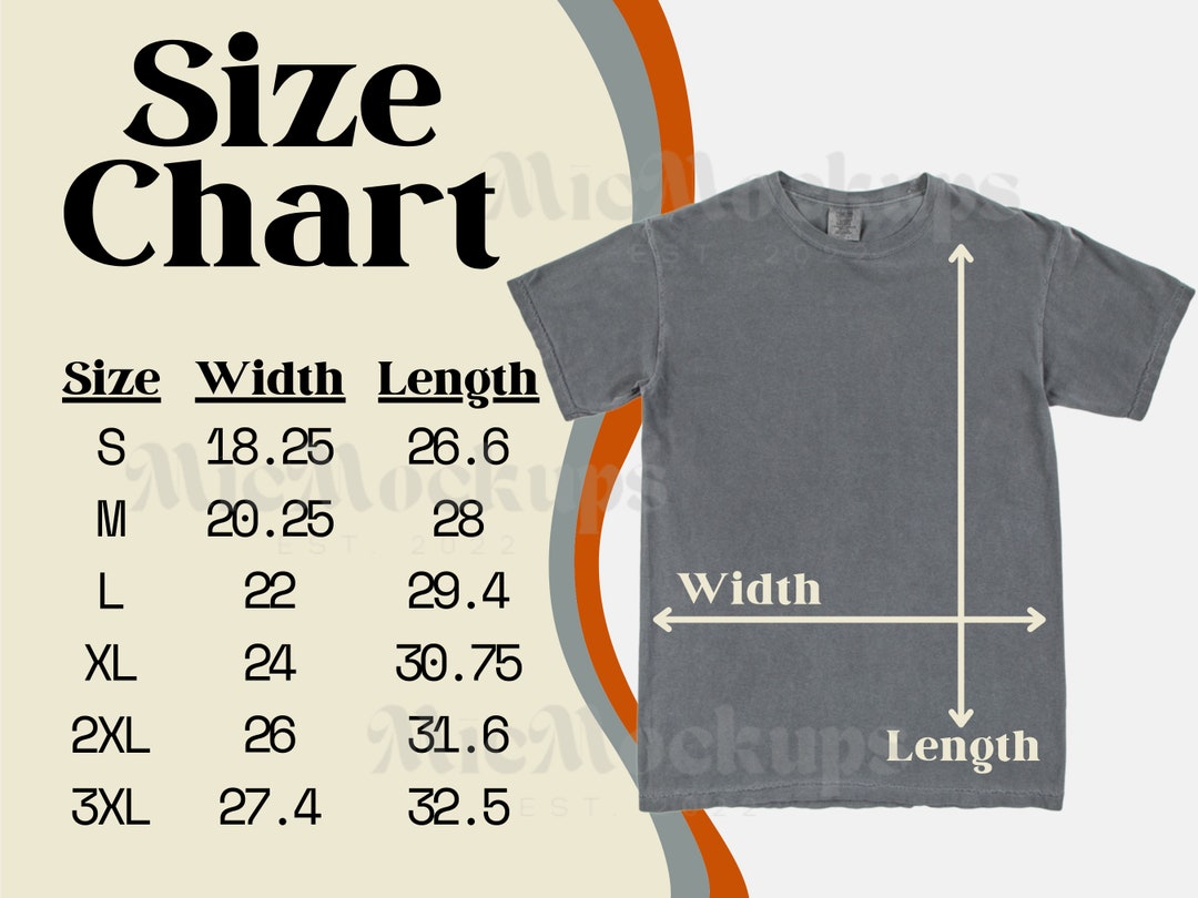 Comfort Colors Tshirt Size Chart Comfort Colors 1717 Size Guide