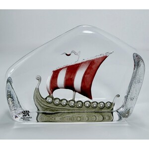 MALERAS スウェーデンガラス作家　マッツ・ヨナソン　バイキング船　海賊船 Mats Jonasson Glass Viking Ship - Etsy