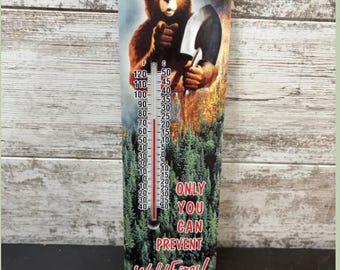 Smokey Bear Tin Wall Thermometer