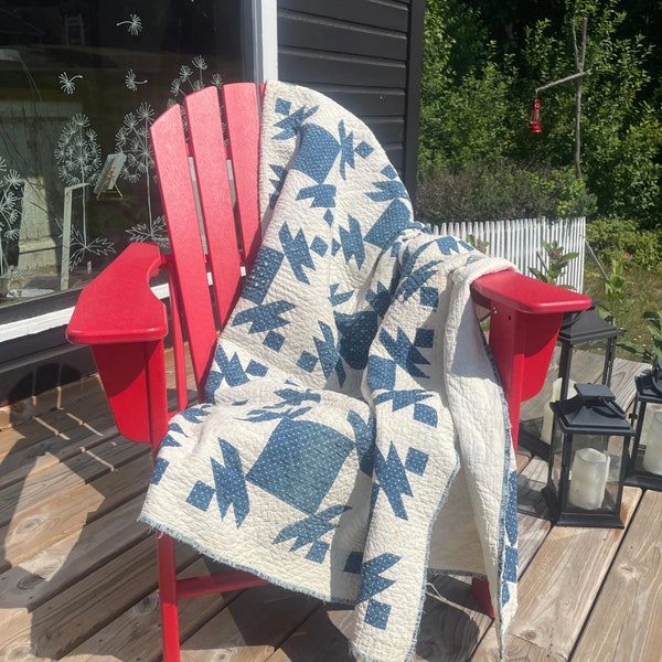 Antique Blue Quilt Etsy