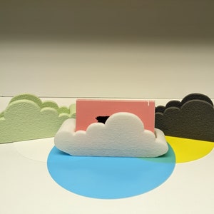 Portatarjetas de presentación Fluffy Cloud: decoración de escritorio y accesorio de oficina de ensueño: organizador de tarjetas para 30 tarjetas