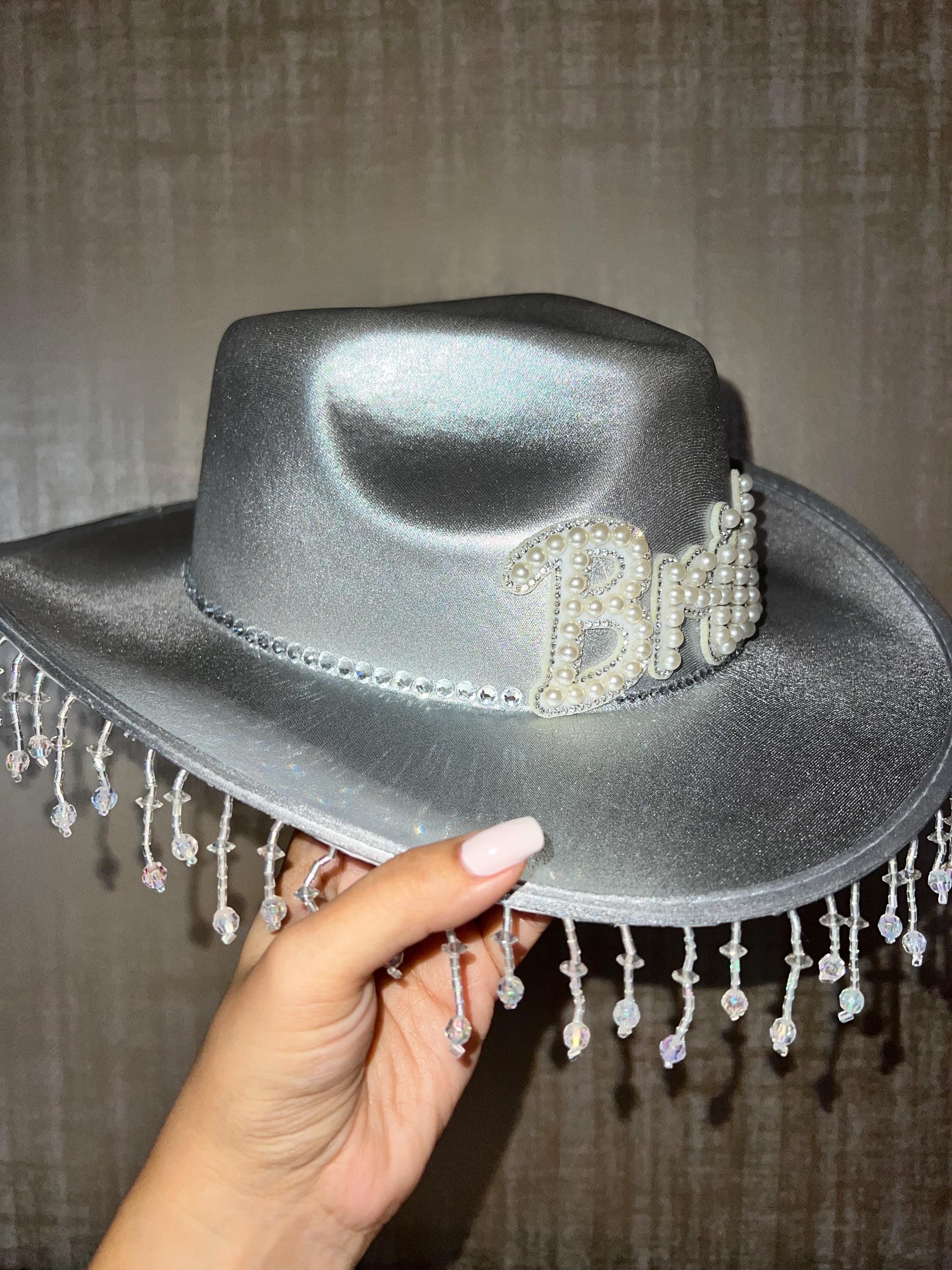 5576 Western Cowboy Hat For Women Sparkly Rhinestone Cowgirl Hat,bride Bride Rhinestone Cowgirl Hat: Iridescent Bachelorette  main image 3