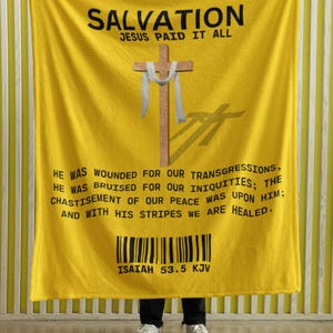 Jesus Paid Cozy Plush Fleece Blanket | Spiritual Blanket | Religious Blanket | Bible Blanket | Christ | Faith Blanket