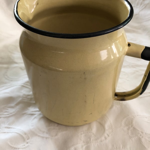 Vintage YELLOW ENAMELWARE Pitcher