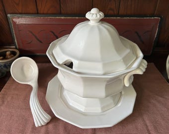 White China Tureen with Ladle & Underplate 8C Capacity.
