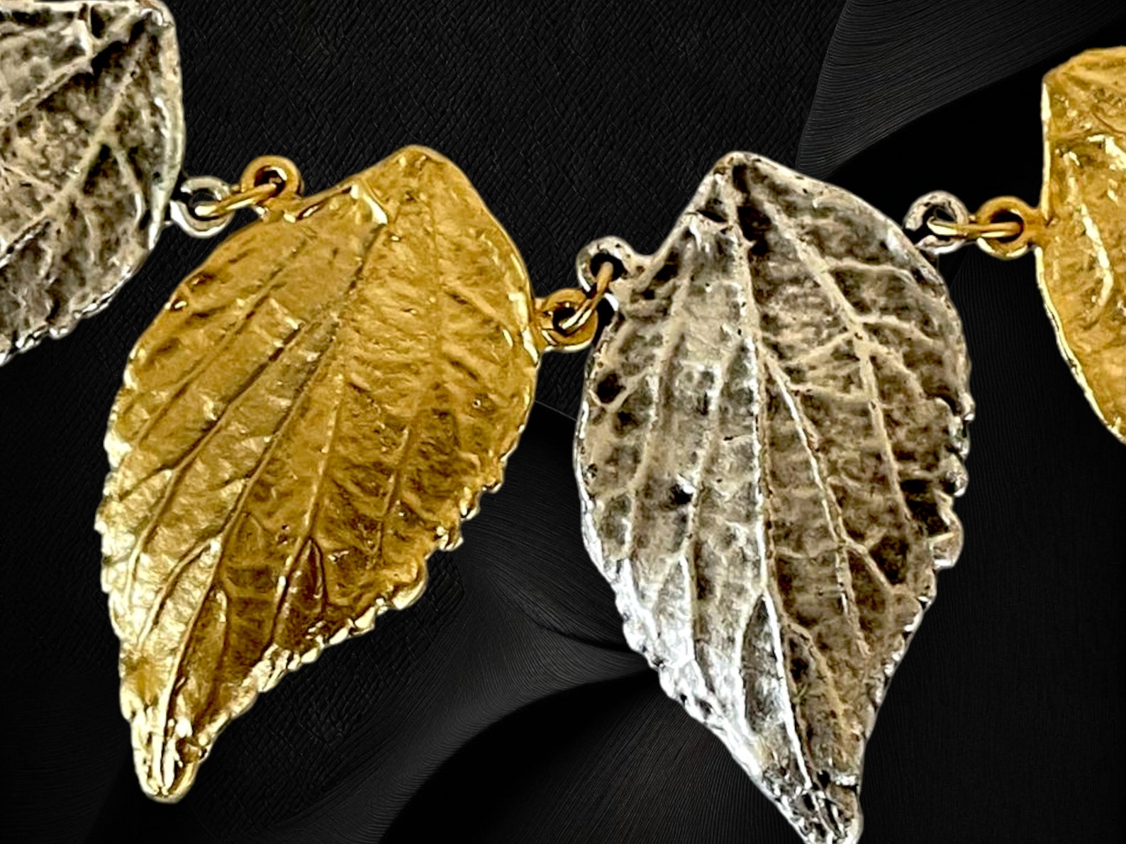 Handmade Gold Plated Leaf Necklace Earrings Set, Gold Statement, Modern ...