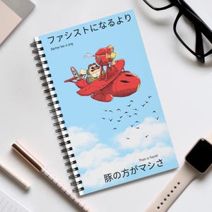 Diario espiral de avión con un bonito diseño de cerdo, perfecto para llevar un diario, tomar notas, diario de viaje y regalo para niños.