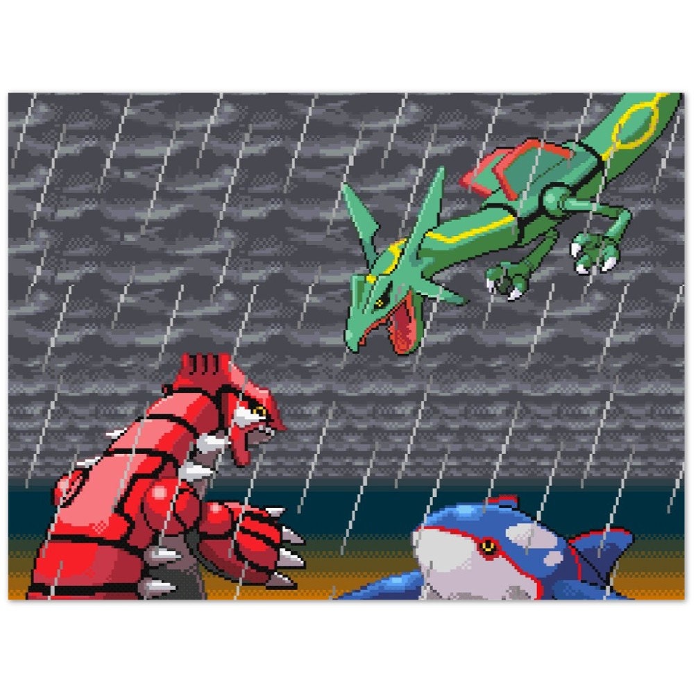 Pokemon Emerald Groudon Rayquaza Kyogre Poster 12x16 Etsy Australia