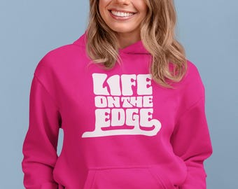 Ice Skating Hoodie, Figure Skating Sweatshirt, Life On The Edge Unisex Midweight Softstyle Fleece Hoodie Gift, Ice Skating Apparel, Skate
