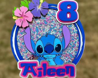Topper na tort Stitch, dekoracje imprezowe, Topper na tort Stitch Shaker, Topper na tort, przyjęcie urodzinowe Stitch, fiesta de stitch, cumpleaños de stitch