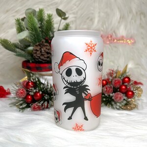 Jack  christmas cup | Jack  Beer Can Glass Cup with Bamboo Lid | vaso de navidad | christmas cup | 16 oz cup