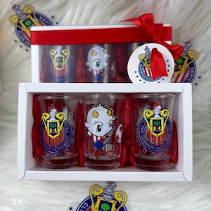 chivas, vasos de chivas, las chivas, set de vasos de shots, vasos tequileros, vasos de chivas, vasos de las chivas, regalos, liga mexicana