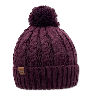 Satin Lined Plum Bobble Hat UK
