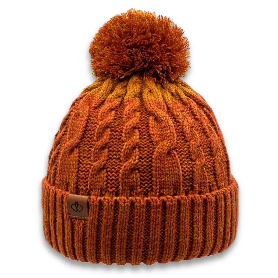 Satin Lined Burnt Orange & Orange Bobble Hat Etsy