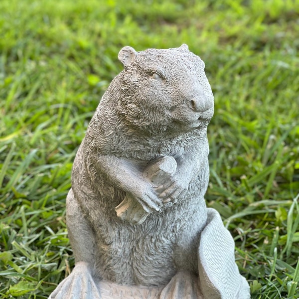 Concrete beaver real size figure Realistic water beaver statue Lake animal figurine Outdoor cement statue for garden