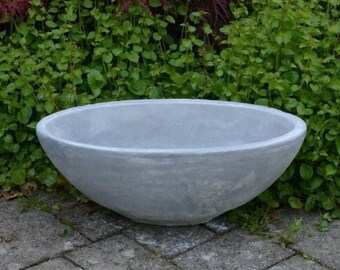 Concrete massive bowl statue Outdoor flower pot figurine Handmade planter sculpture Cement yard art