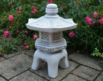Concrete lantern sculpture Outdoor yard pagoda Asian style garden decoration