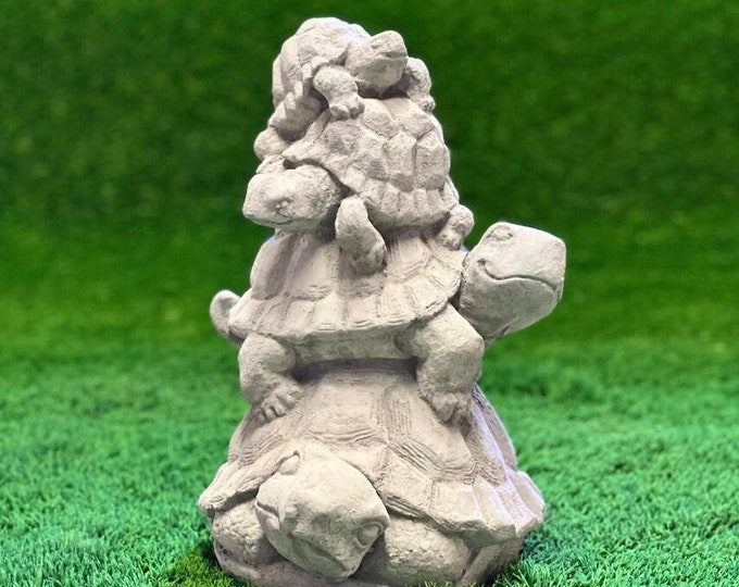 Three Turtles Statue Concrete Zen Garden Figurine Detailed Three