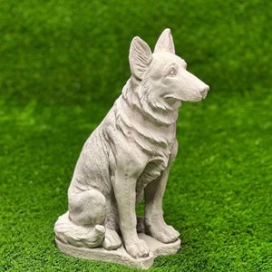 Concrete Sitting German Shepherd Dog Statue Outdoor Cement Dog Memorial Porch Figure For Garden Backyard or Patio