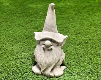 Concrete standing gnome statue Realistic garden troll with long beard sculpture Outdoor backyard decoration