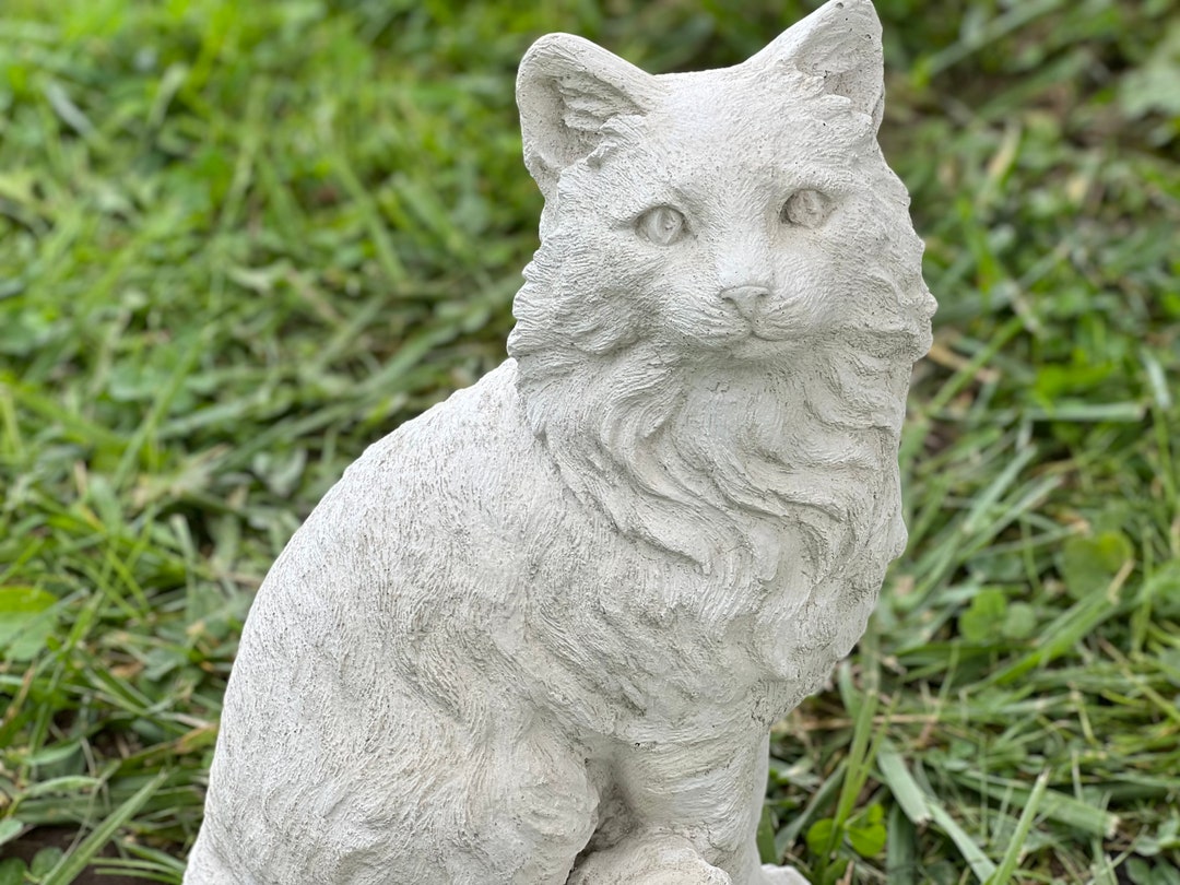 Large Sitting Cat Statue Concrete Cat Sculpture Gift for Pet Lovers