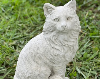 Large sitting cat statue Concrete cat sculpture Gift for pet lovers Realistic pet memorial