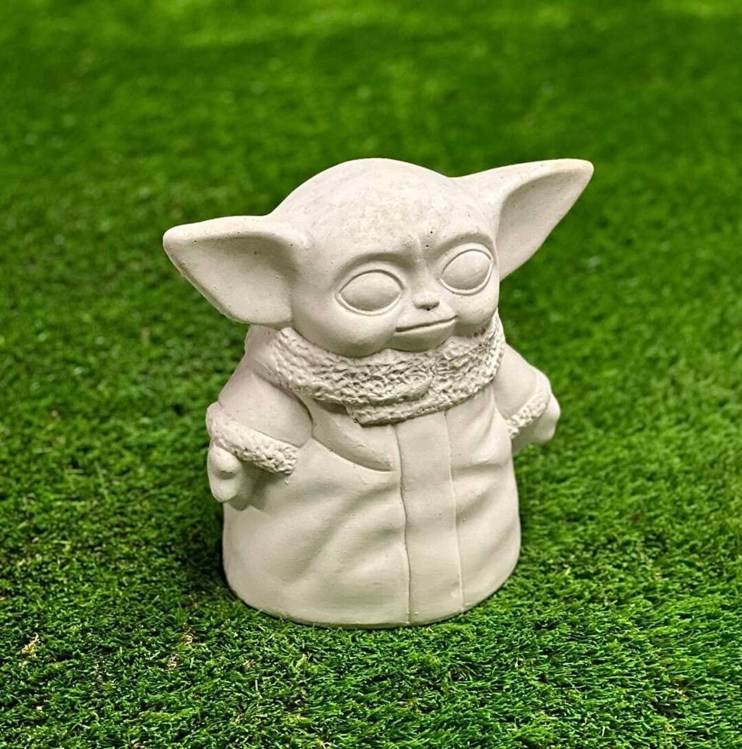 Handmade Yoda Miniature Indoor and Outdoor Yoda Statue Concrete
