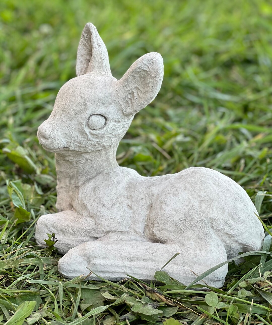 Cute Laying Baby Deer Statue Wild Deer Concrete Figurine Sleeping Deer