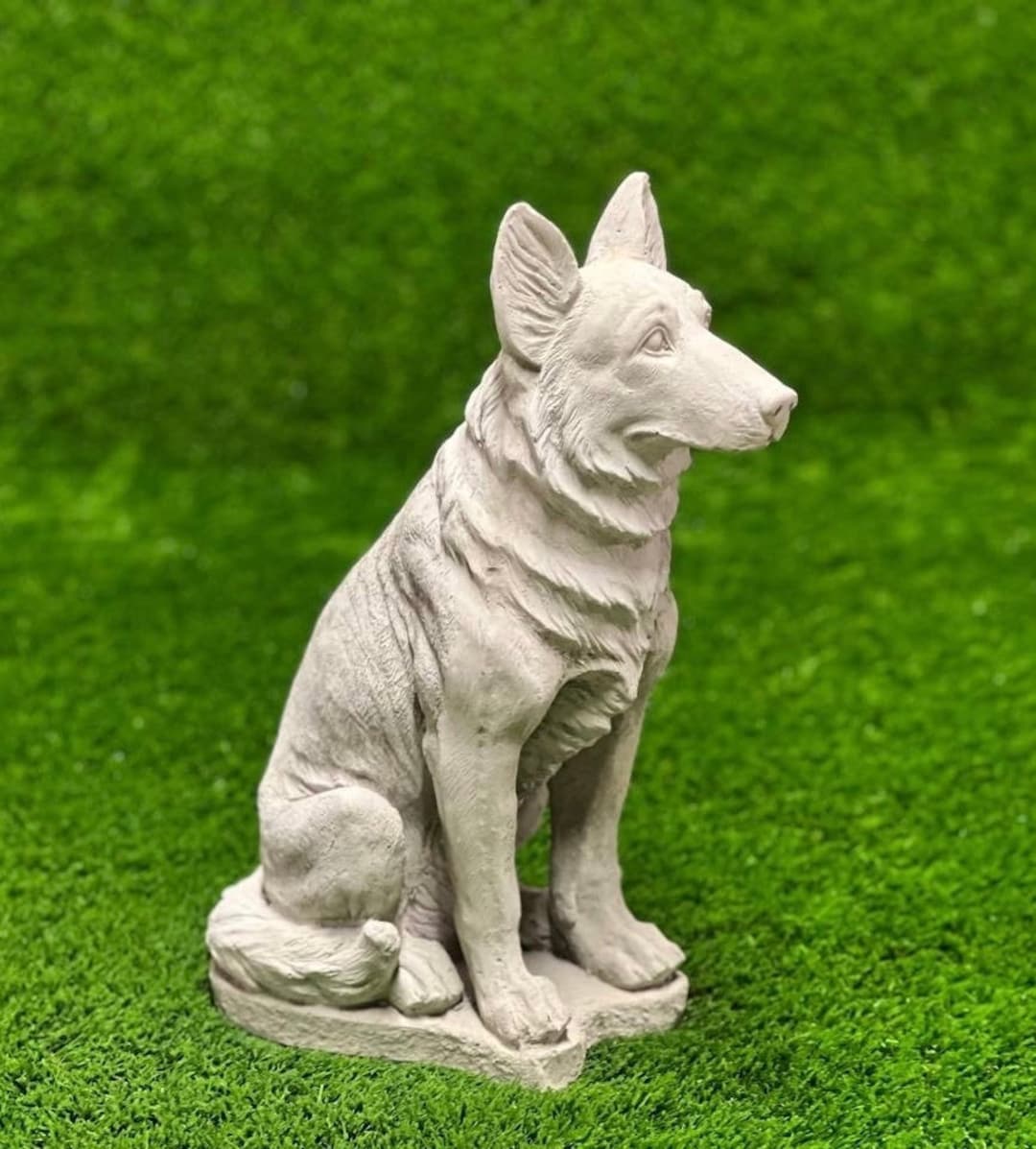 Concrete Sitting German Shepherd Dog Statue Outdoor Cement Dog Memorial