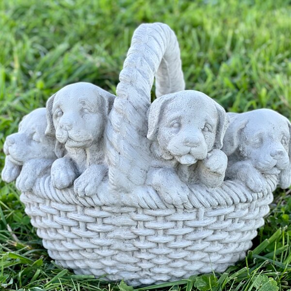 Concrete Dog With Basket Etsy