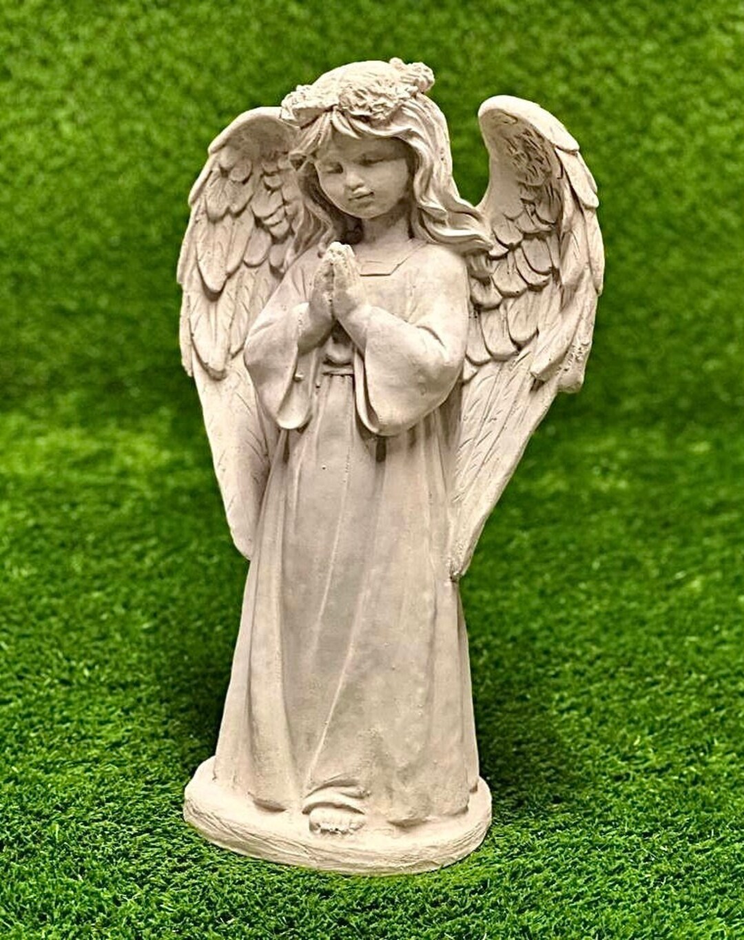 Concrete Girl With Wings Figurine Outdoor Angel Sculpture Religious