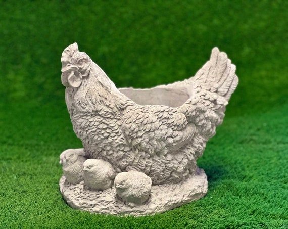 Poulet en béton avec poussins pot de fleur statue jardin poulet planteur  figurine fait à la main décoration de jardin -  Canada