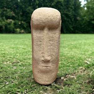 Massive Moai head statue Concrete Easter island style statue Outdoor stone garden figure Moai Head design image 3