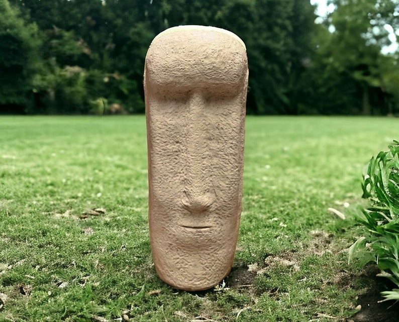 Massive Moai head statue Concrete Easter island style statue Outdoor stone garden figure Moai Head design image 3