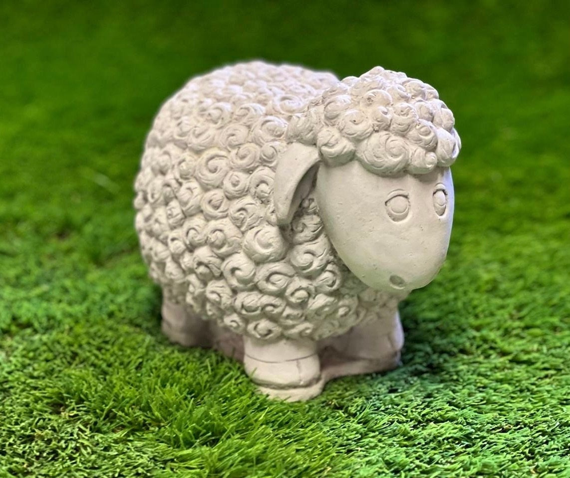 Outdoor Lamb Statue,Garden Farm Baby Sheep Sculpture,Decorative Animal  Figure Farmhouse Decor B 21x8x22cm(8x3x9inch)