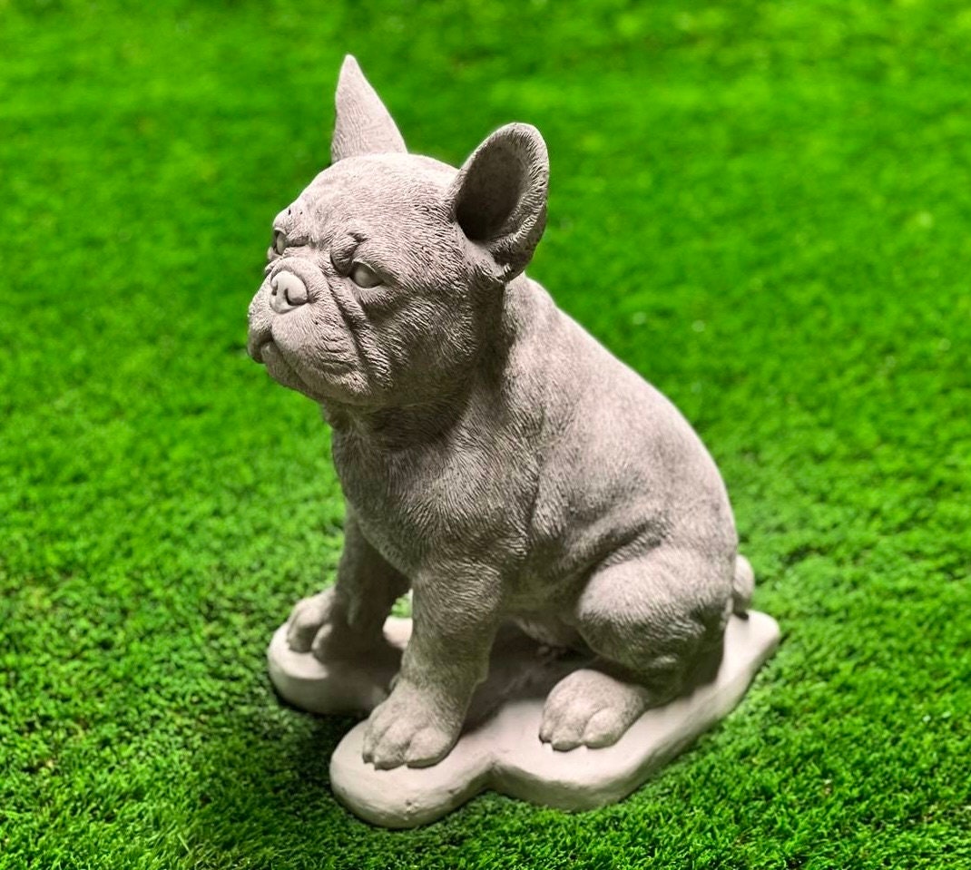 French Bulldog on Basement Figurine Concrete French Bulldog Puppy
