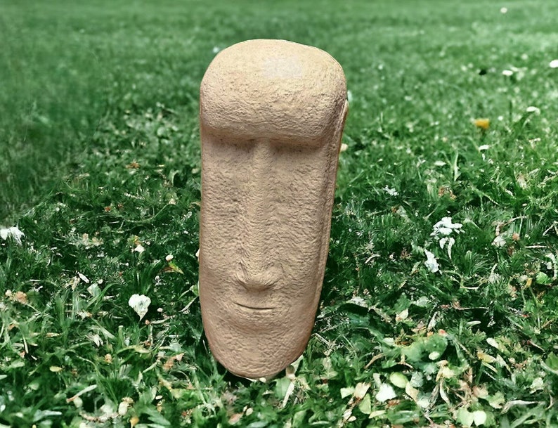 Massive Moai head statue Concrete Easter island style statue Outdoor stone garden figure Moai Head design image 4
