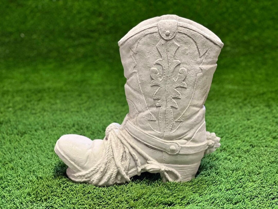 Concrete Cowboy Boot Statue Detailed Cowboy Boot Planter Figurine