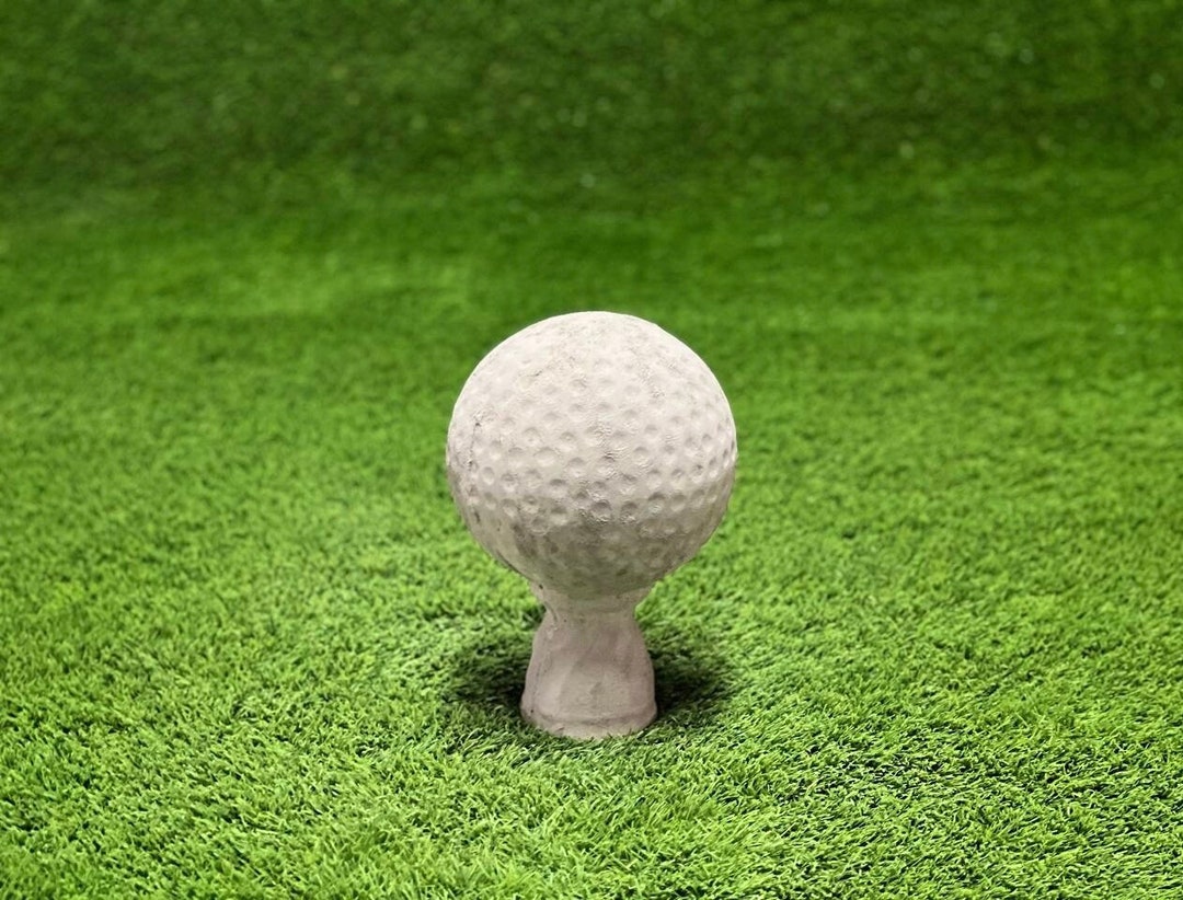 Concrete Golf Ball Statue Detailed Golf Ball on Base Figurine Outdoor