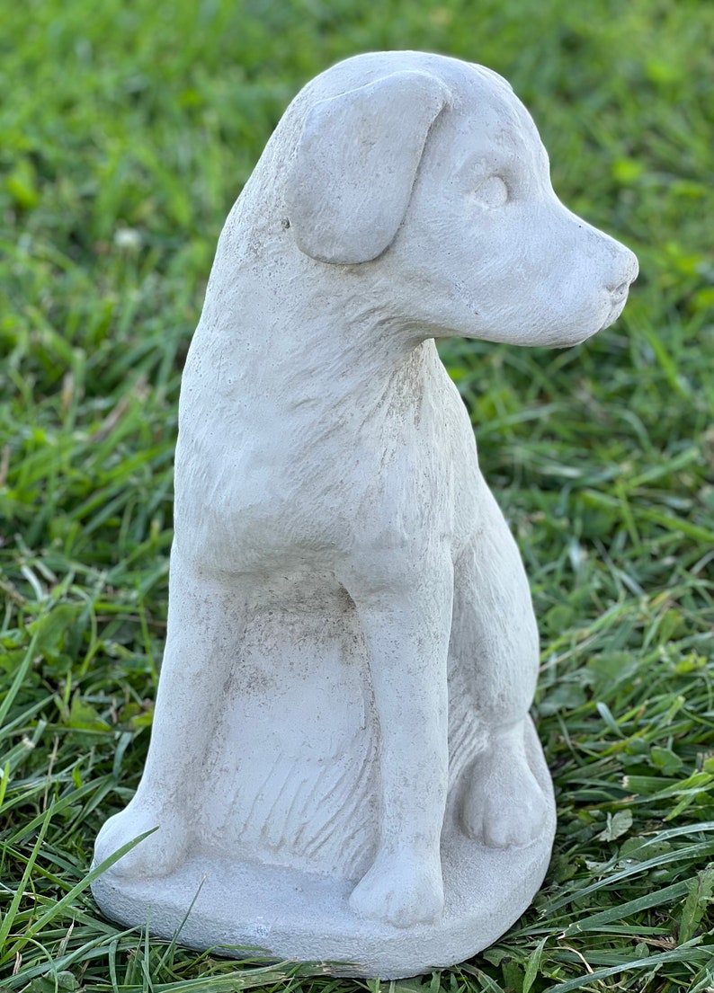 Concrete Labrador Dog Statue Sitting Puppy Figurine Realistic Etsy