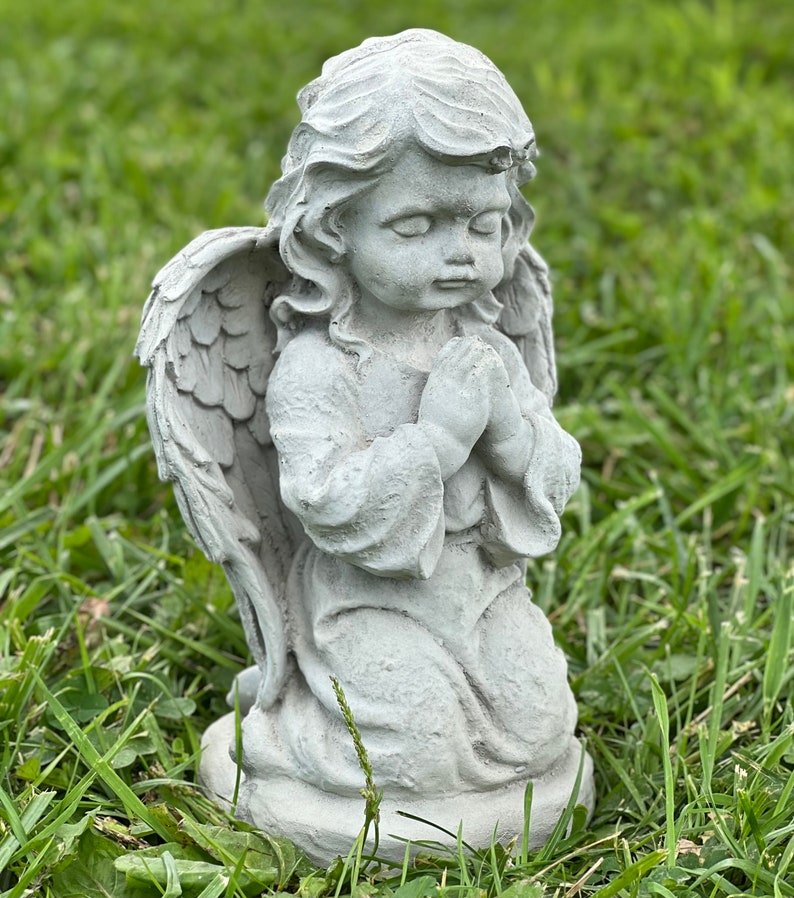 Praying Angel Concrete Statue Religious Garden Decoration Etsy
