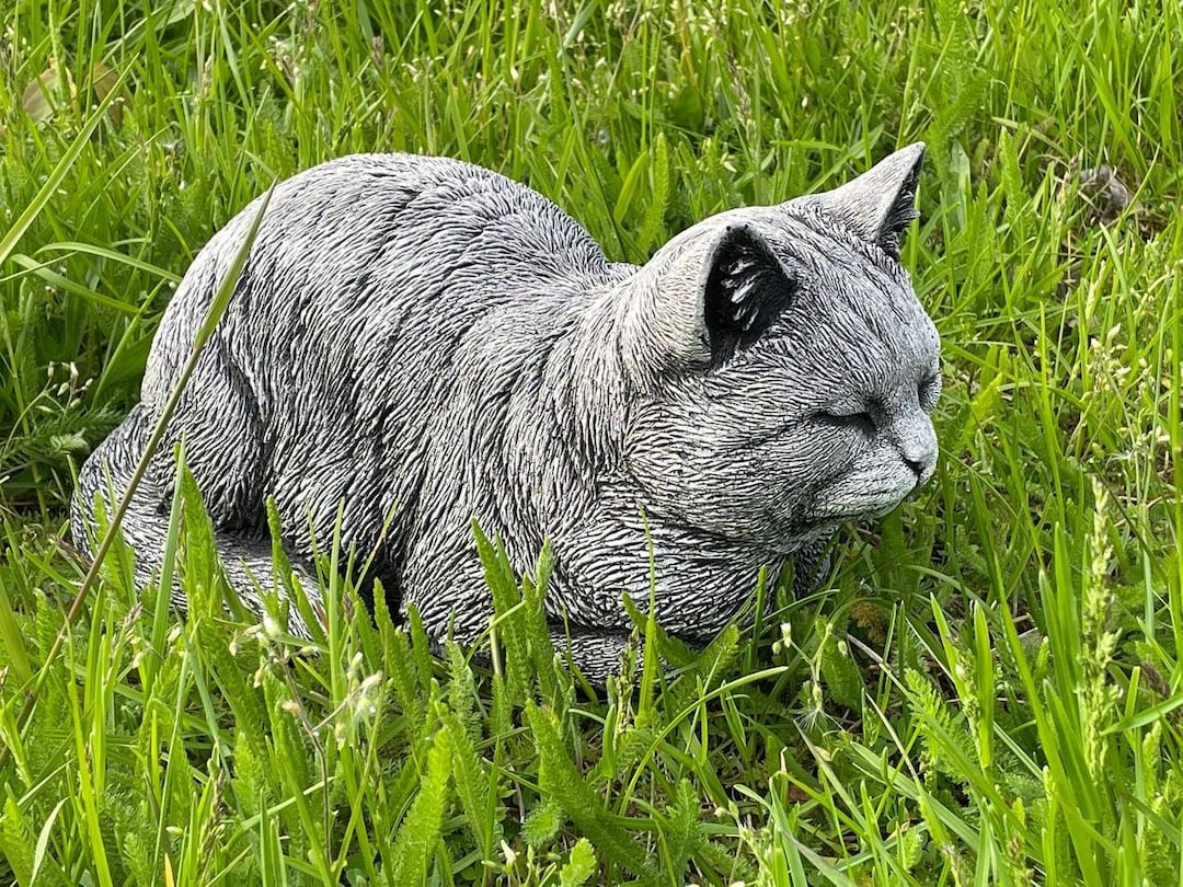 Outdoor Cat Statue Concrete Garden Cat Figurine Realistic Etsy