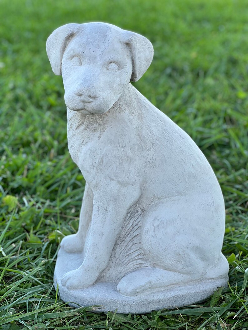 Concrete Labrador Dog Statue Sitting Puppy Figurine Realistic Etsy