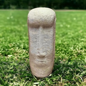 Massive Moai head statue Concrete Easter island style statue Outdoor stone garden figure Moai Head design image 1