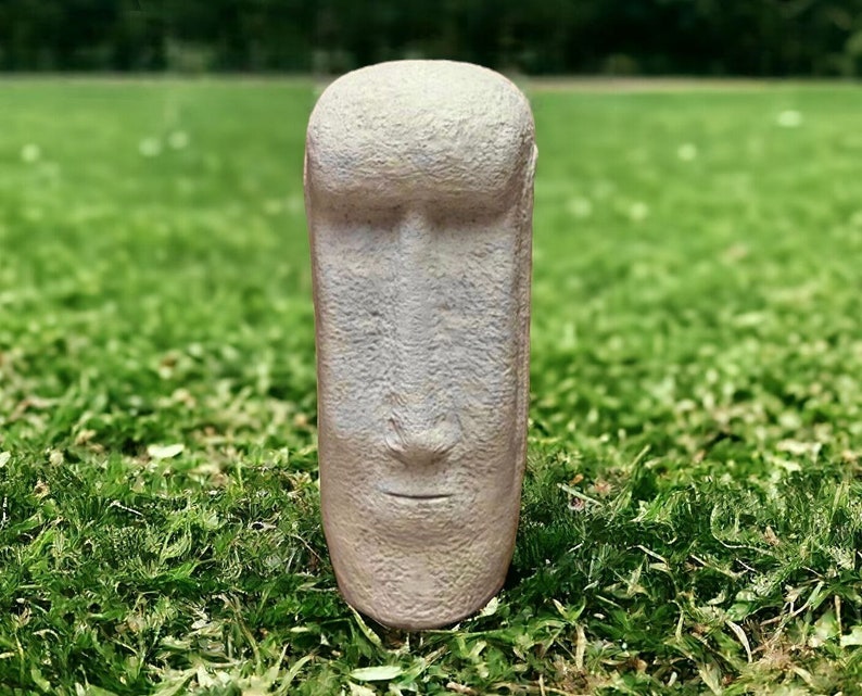 Massive Moai head statue Concrete Easter island style statue Outdoor stone garden figure Moai Head design image 1