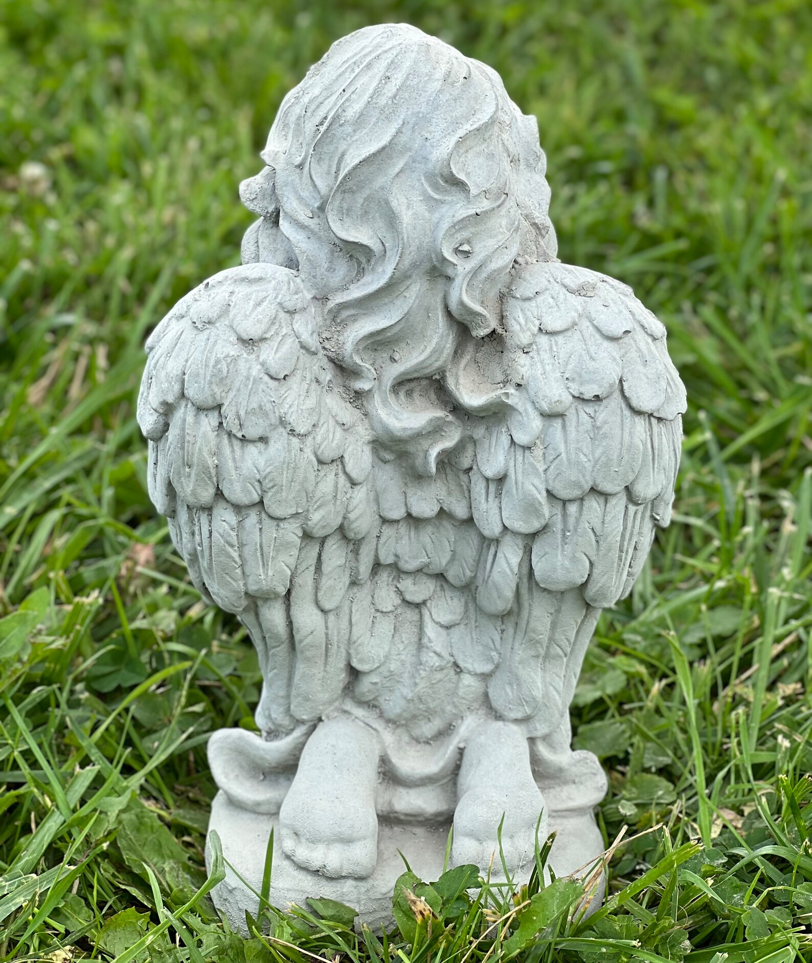 Praying Angel Concrete Statue Religious Garden Decoration Etsy
