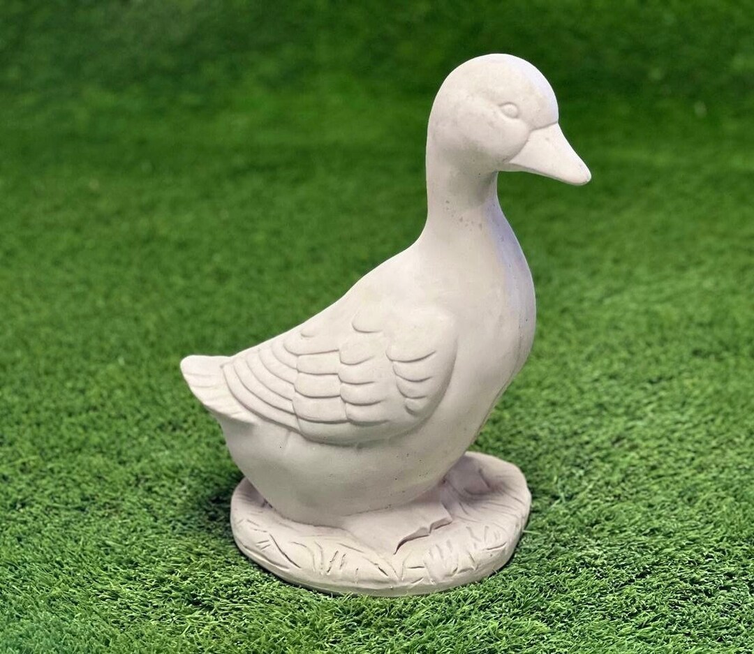 Concrete Duck Rubber Statue Detailed Standing Duck Figurine Realistic
