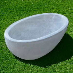 Concrete massive oval bowl statue Outdoor flower pot figurine Stone planter sculpture Cement yard art